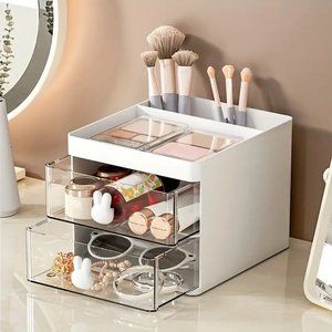 NEW Small Desk, Make Up Organizer With 2 Drawers, Office Desktop Storage Box